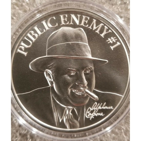 AL Capone Public Enemy #1 1 oz .999 silver round Chicago Gangster tommy … - Picture 1 of 6